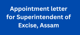 Appointment letter for Superintendent of Excise, Assam